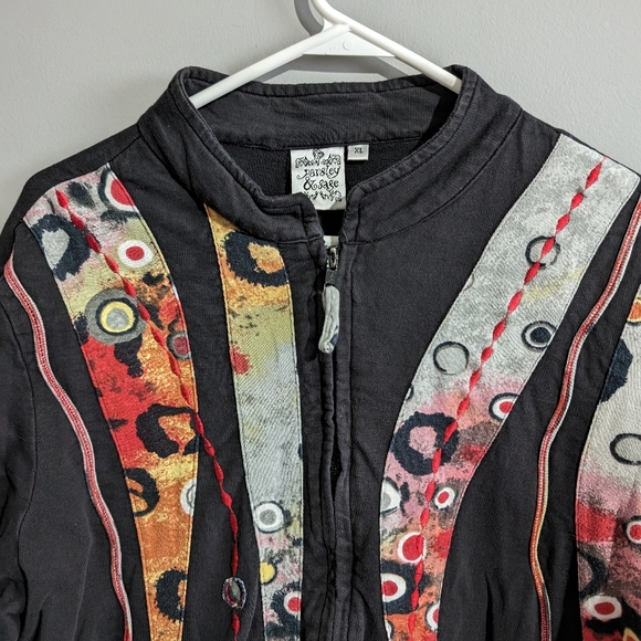 Y2K Parsley and Sage Psychedelic zip up sweater - Picture 5 of 7